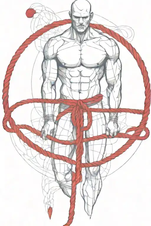 Simple Sexy Man Tied Up With A Red Rope