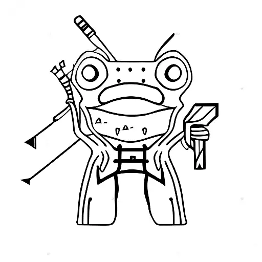 Lineart Frog Holding Arrow