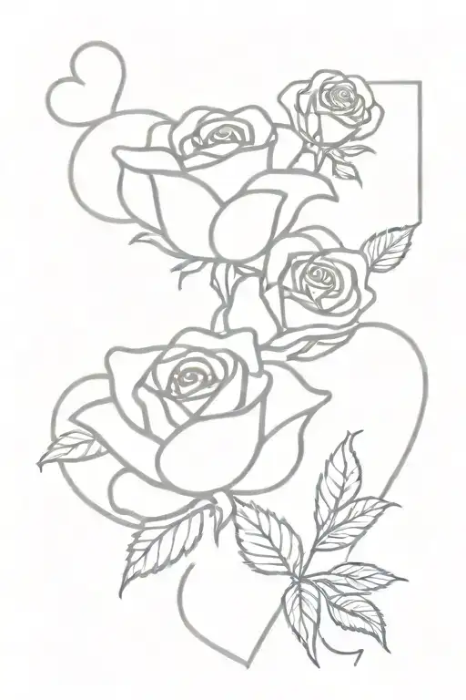 Rose With 7 Hearts Von Family Gezeichnet