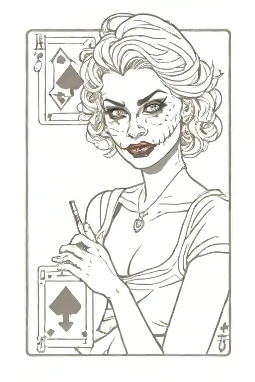 A Beautiful Lady That Holds A Joker Card
