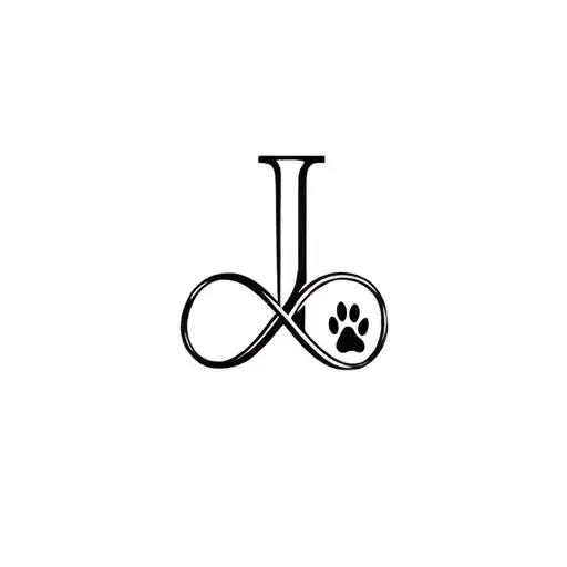 Alphabet J With Infinity Symbol And Paw Print