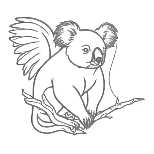 Create A Tatoo With A Little Koala And A An Eagle