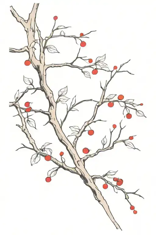 Cherry Tree Red Ink Sleeve Tatoo Creepy