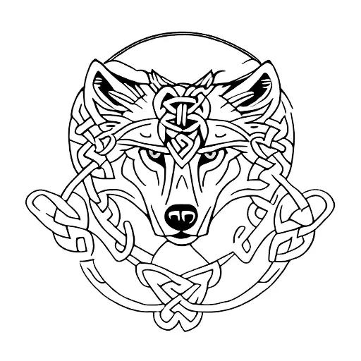 Wolf With Celtic Signs