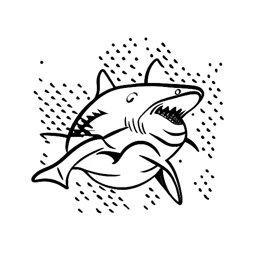 Swimmer Racing Against A Hammerhead Shark In A Competition