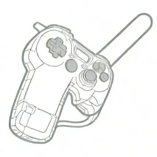 A Minimalist Tattoo Of A Gaming Controller Morphing Into A Japanese Samurai Sword