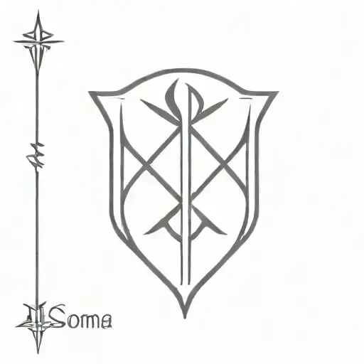 Word Soma With Modern Trident Symbol