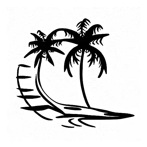 Skull Rolling Skate Palm Trees Behind