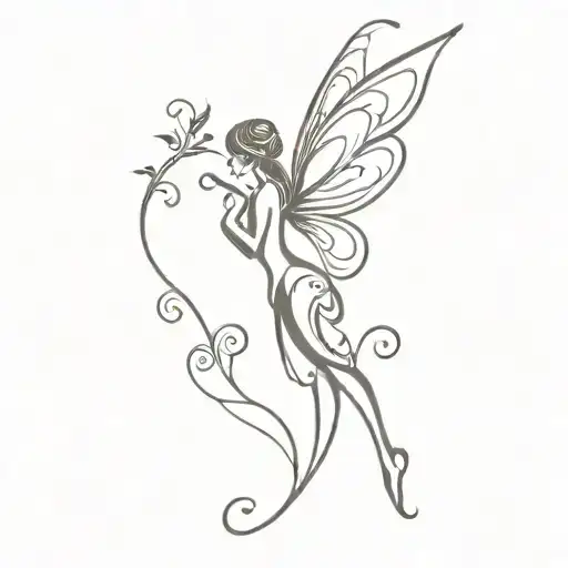 A Delicate Fairy Silhouette With Intricate Swirls As Wings