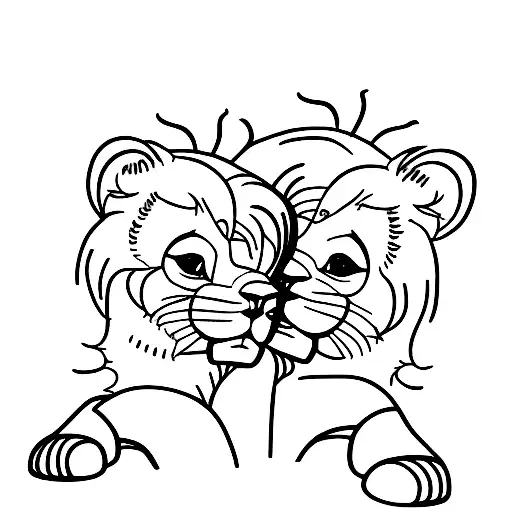 2 Lion Babys Playing Together