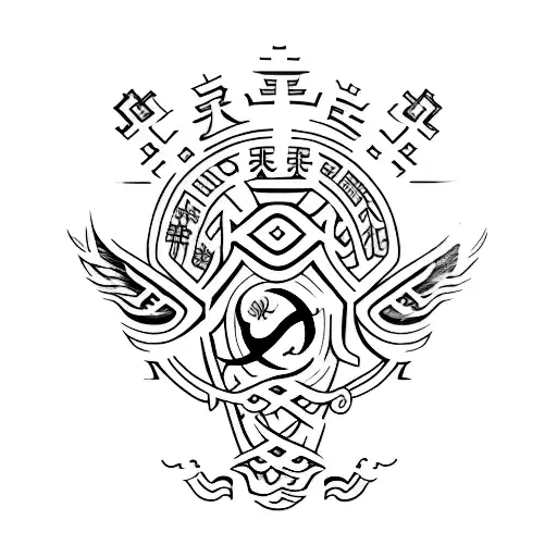 Harrington Clan Logo Mixed With The Chinese Character For The Name Yee