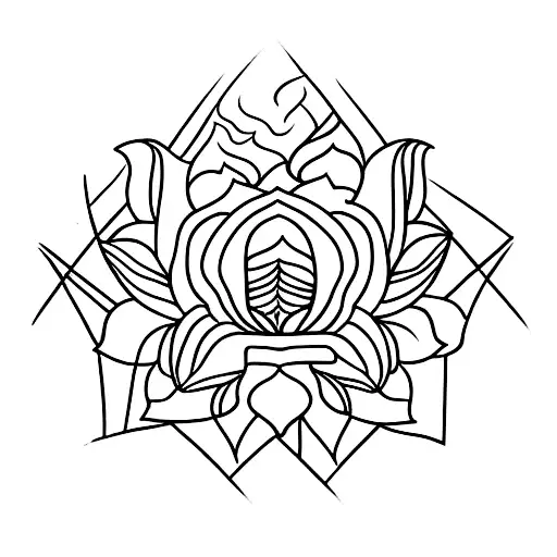 Fine Line Simple Lotus Flower