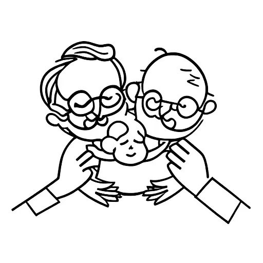 Grandpa With Baby In His Hands Talks To His Grandson Who Punshed His Wife