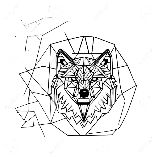 A Geometric Wolf Howling At The Moon With A Chef's Hat On