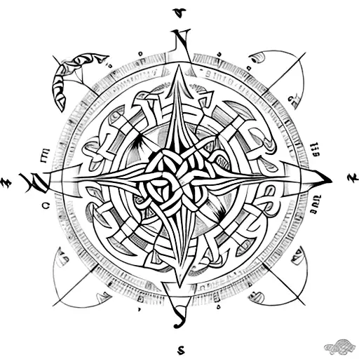 Celtic Compass With Tribal Designs