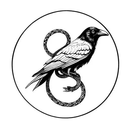 Crow And Snake Coiled