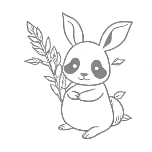 Cute Panda And Rabbit