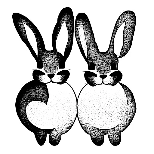 Two Bunnies With Sun Flower