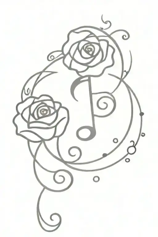 Roses Sparkles Music Note Intertwined