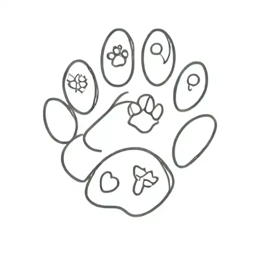 Dog Paw Print With World Tattoo Design
