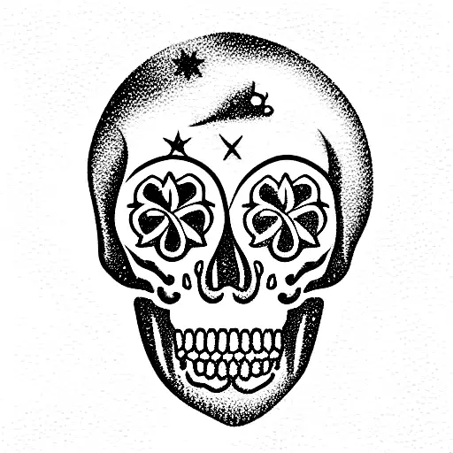 Skull Smilling Japanese Stars