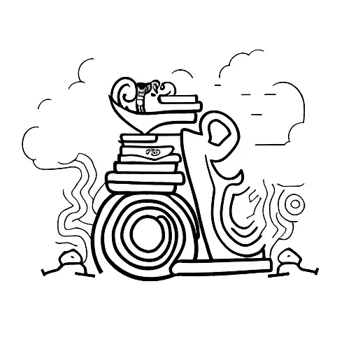 A Stack Of Books With An Elephant Balancing On Top In A Minimalist Style