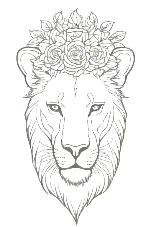 Lioness Wearing Rose Crown