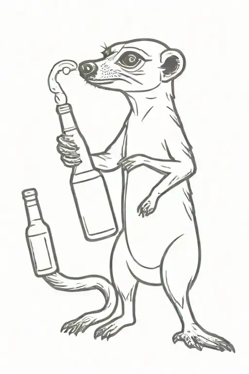 Cartoon Meerkat & Beer Bottle