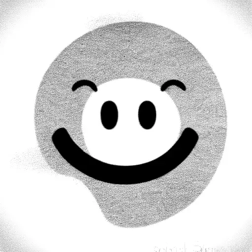 Smiley Face Line Art Simple Design Grayscale