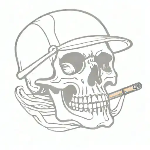 British Army Skull Smoking A Cigar