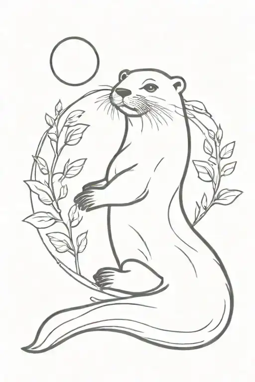 An Otter With A Moon And Climbing Plants