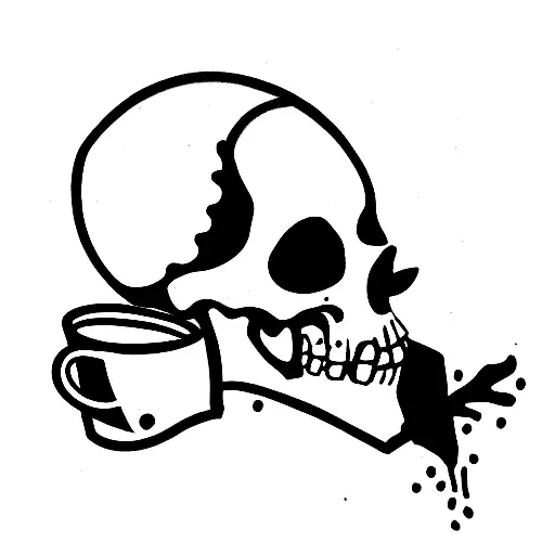Skeleton Drinking Coffee Spilling Everywhere