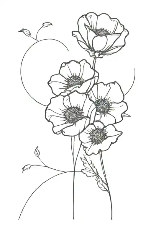 2 Dasies One Poppy One Violet And A Rose Intertwined