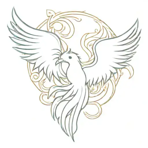 Phoenix And A Burning Falling Wing