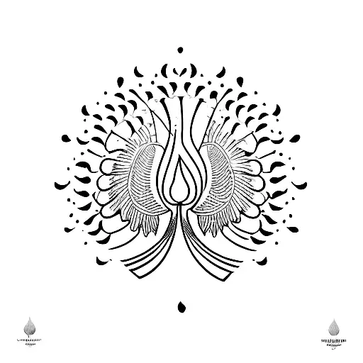 A Minimalist Tattoo Of A Peacock Feather Incorporating Elements Of Punjab Culture