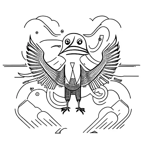 A Minimalist Design Featuring A Crow In A Hustle-inspired Setting