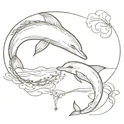 Pisces Dolphin And Virgo Fox Spiritual Animal Small Tattoo Together