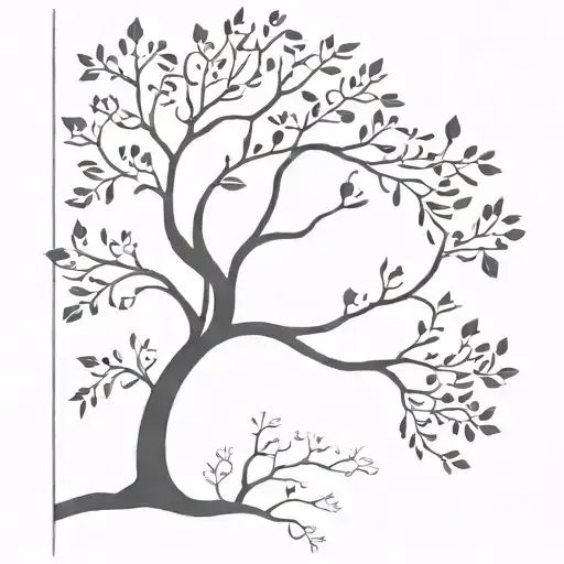 A Minimalist Silhouette Of A Family Tree With Branches Extending To Represent Each Family Member