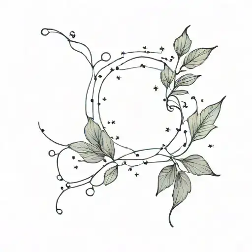 Virgo Constellation With Stars And Plant Leaves