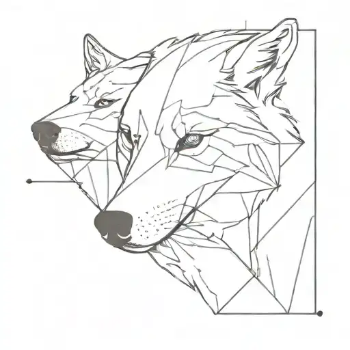 Fine Line Wolf Face