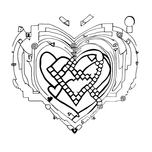 Binary Code Forming A Heart Shape With The Word 'Love' Hidden Within