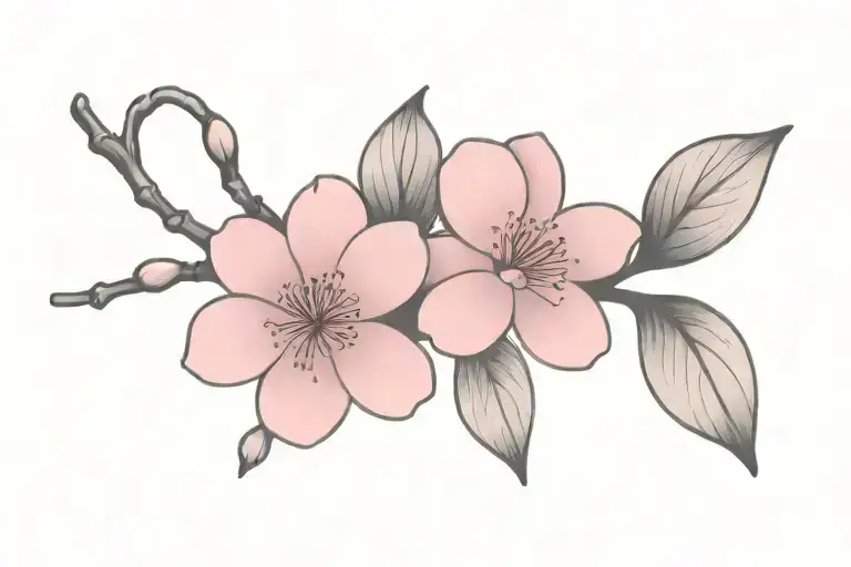 Cherry Blossom With Breast Cancer Ribbon Intertwined