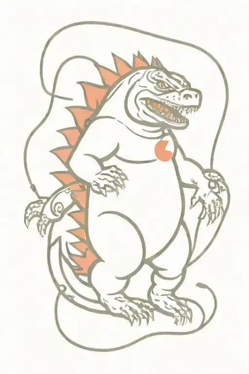 Godzilla Using A Thin Red Jump Rope