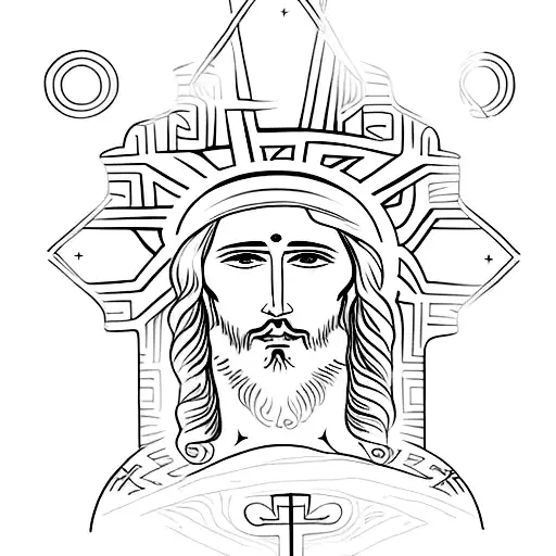 Jesus Christ With A Touch Of Aztek Culture