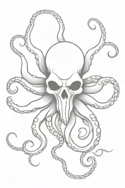 Octopus With Spread Tentacles Skull