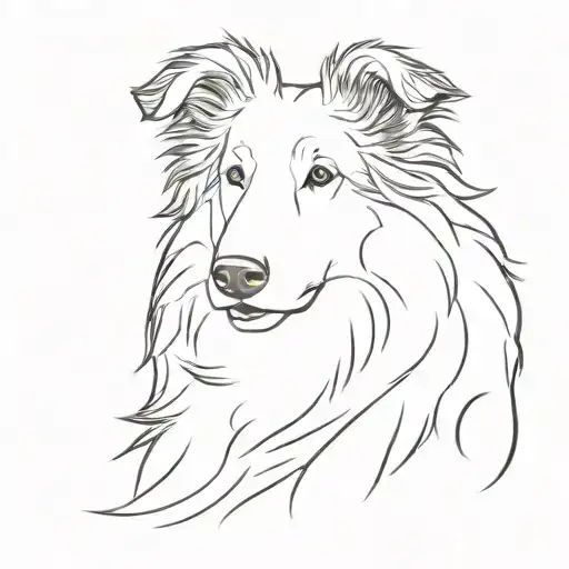 Fine Line Dog Rough Collie Portrait