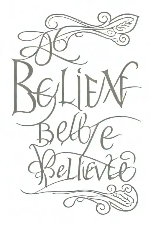 Believe Word Tattoo In Calligraphy Style Simple Text No Extra Work