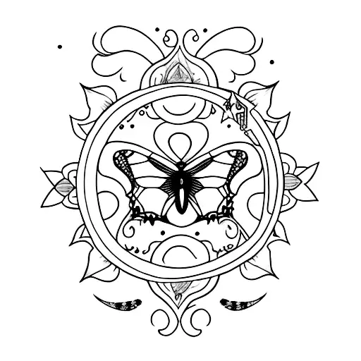 Peach Night Butteflies Moon