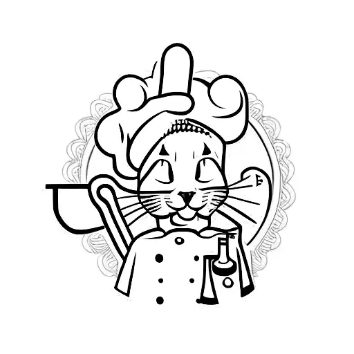 Gato Negro Con Un Gorro De Chef Y Piercing En La Oreja