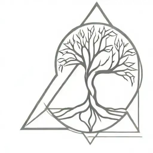 A Geometric Tattoo Design Combining A Penrose Triangle And The Tree Of Life